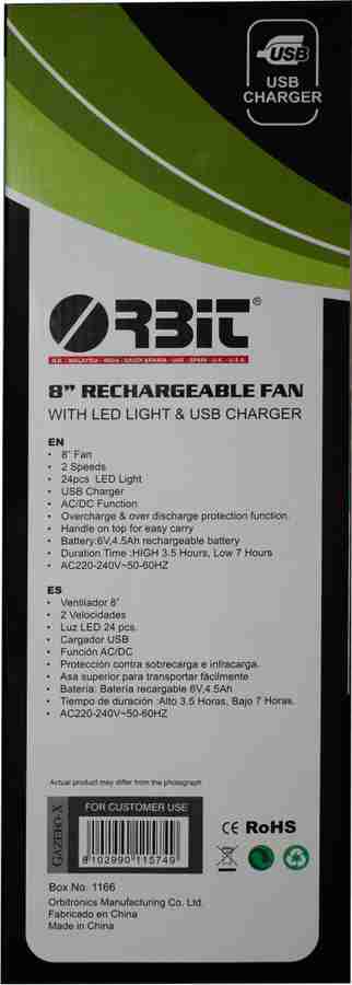 Orbit gazebo rechargeable cheap fan with light