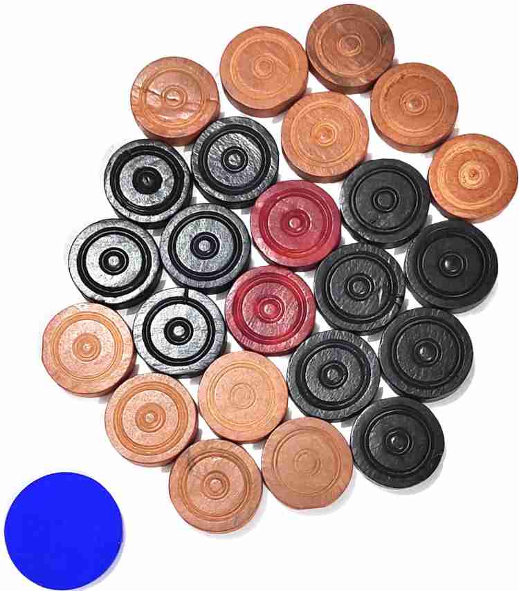 IFW Carrom Coin Set of 24 coins with Stricker And Powder Board