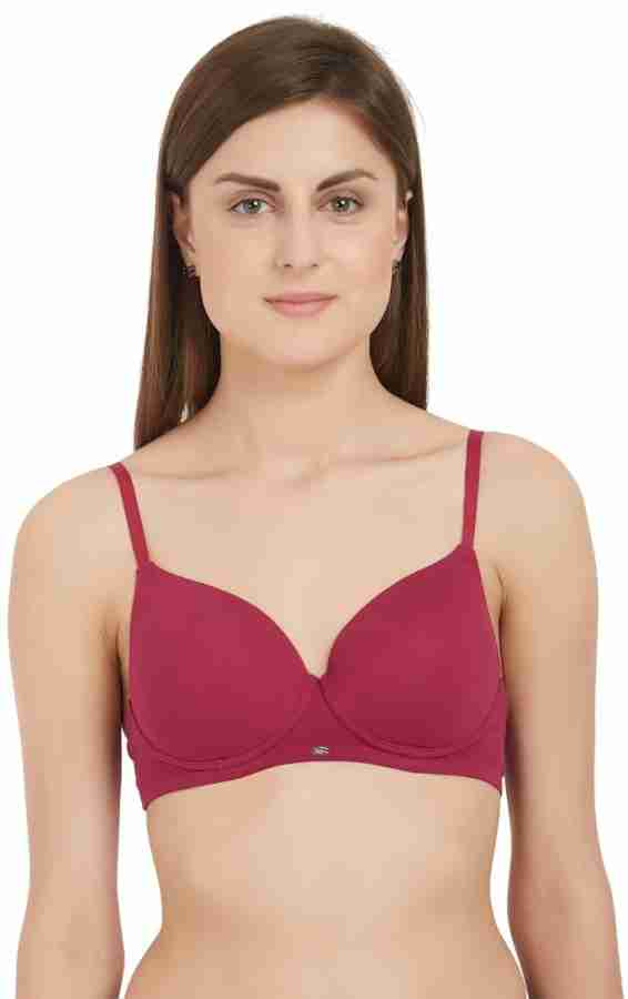 Buy SOIE Women Semi Coverage Padded T-shirt Bra With Low Rise Matching Panty  Red (Set of 2) online