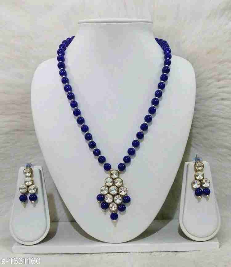 White pearl Alloy Gold plated Blue White Gold Jewellery Set Price in India Buy White pearl Alloy Gold plated Blue White Gold Jewellery Set Online at Best Prices in India Flipkart