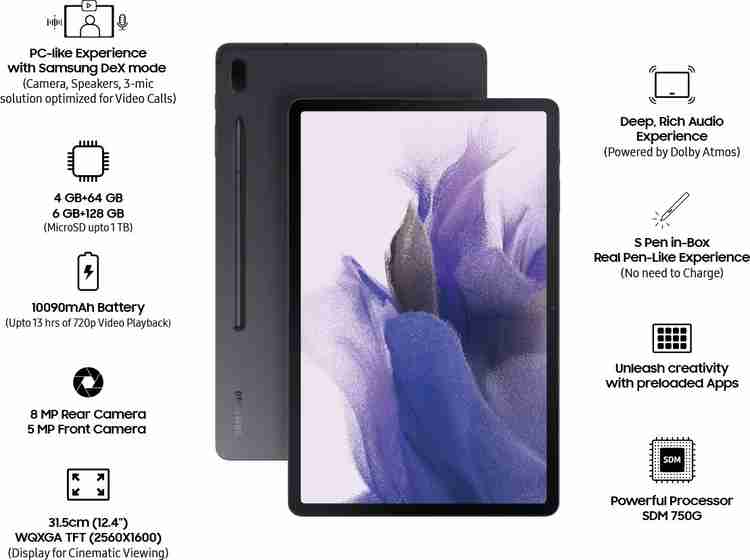SAMSUNG Galaxy Tab S7 FE With Stylus 4 GB RAM 64 GB ROM 12.4 