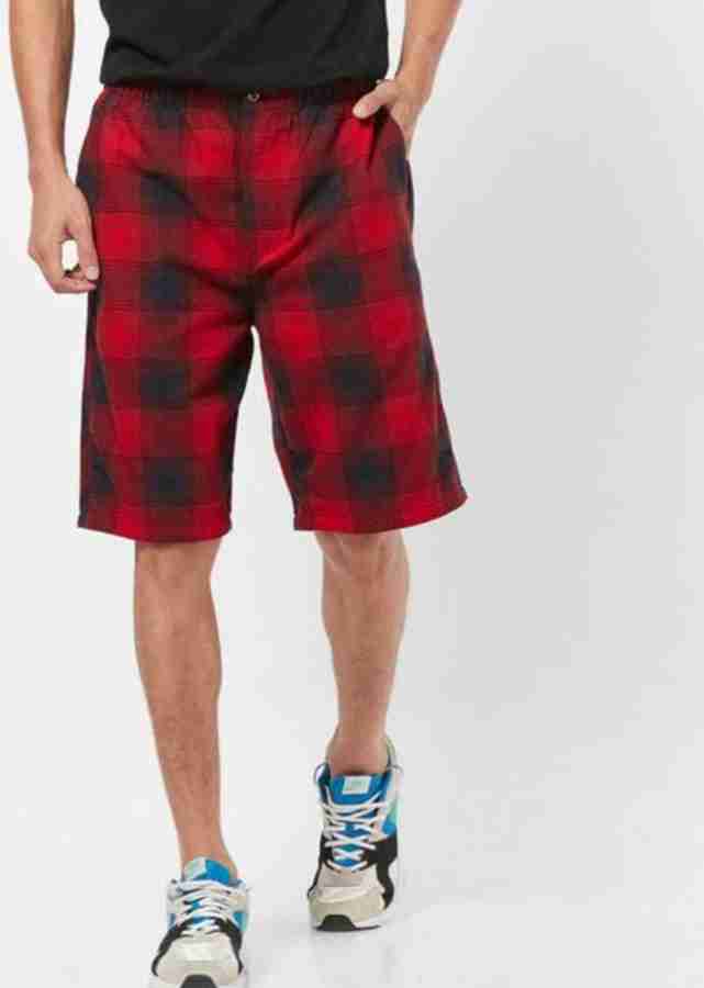 Netplay Checkered Men Red Bermuda Shorts Buy Netplay Checkered