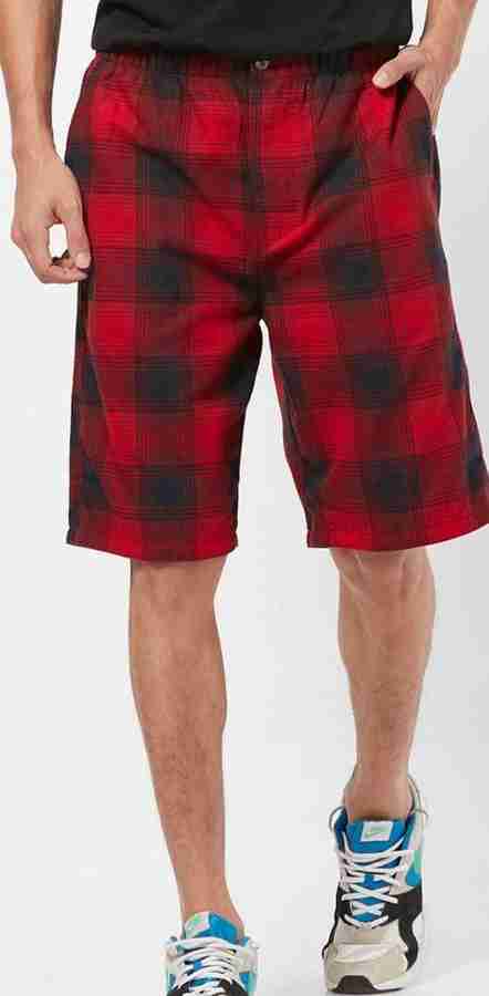 Netplay Checkered Men Red Bermuda Shorts Buy Netplay