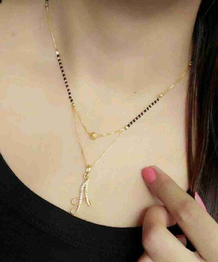 Vraj india A LETTER ALPHABET DIAMOND MANGALSUTRA DESIGN Alloy Mangalsutra Price in India Buy Vraj india A LETTER ALPHABET DIAMOND MANGALSUTRA DESIGN Alloy Mangalsutra Online at Best Prices in India