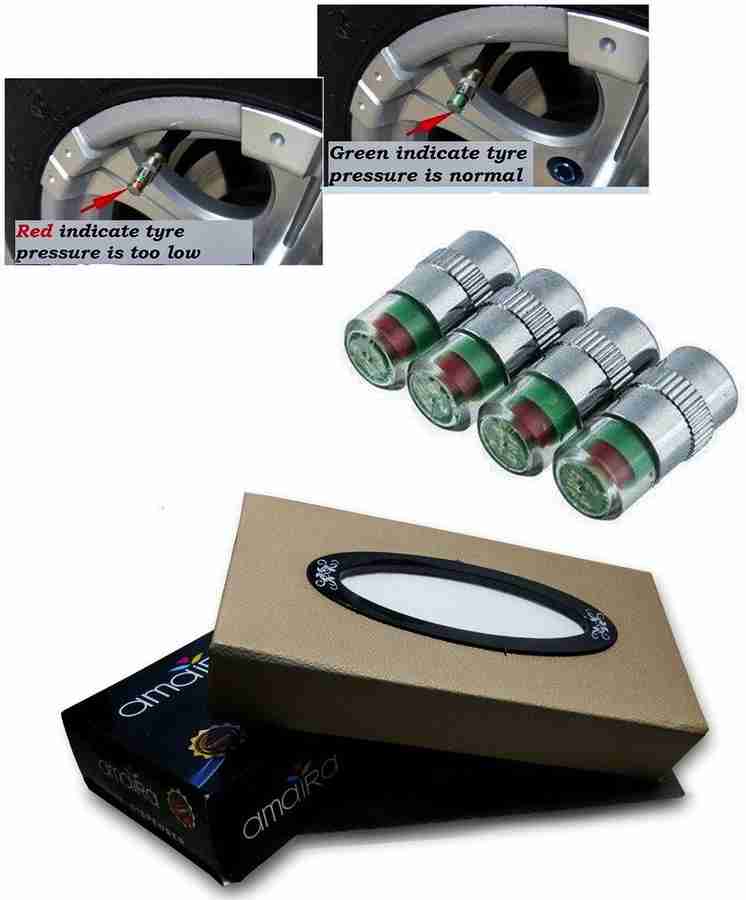 KOZDIKO Car and Bike Air Alert Tire Valve Cap Set of 4Pcs Car