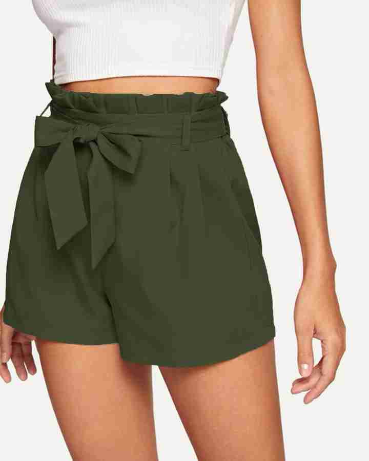 Dark green high waisted shorts hot sale