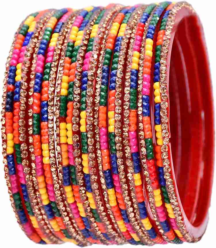 CA H PRICE Stone Glass Pearl Zircon Bangle Set Price in India