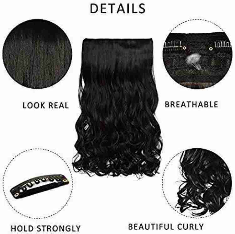 CLIP IN hair extension, Loose curl, Wavy curly hair, 60 cm, 24, JET BLACK  / NATURAL BLACK / BLACK-BROWN #4