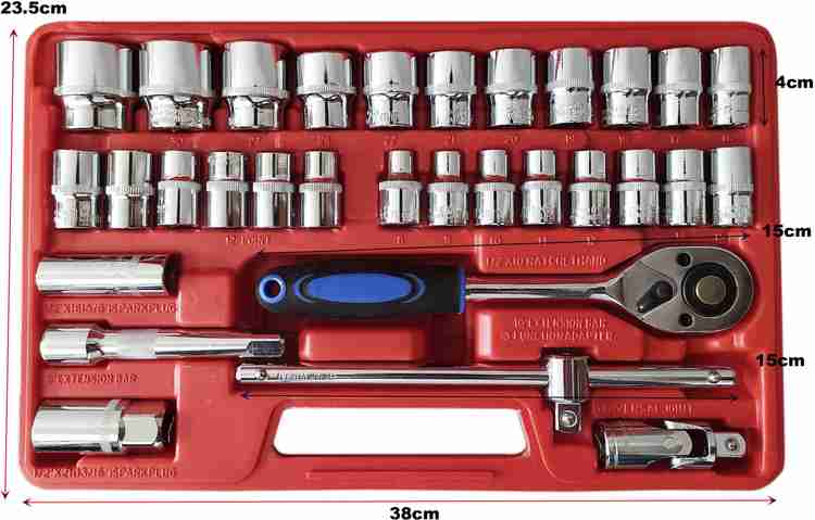 Inditrust 32Pc 1 2inch Combinational Ratchet Socket Wrench Spannar