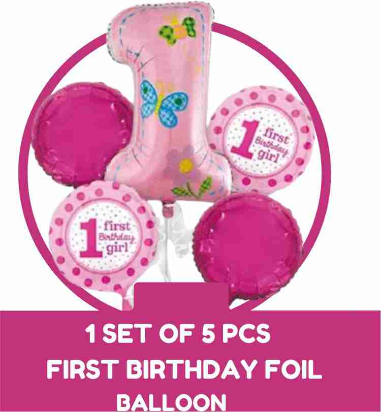Bubble Trouble baby girl first happy birthday party decorations