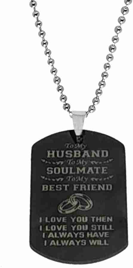 M Men Style to My Husband Soulmate Bestfriend Dog Tag Necklace