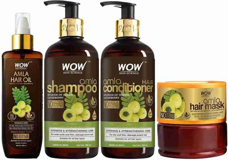 WOW Amla Hair Oil, Amla Shampoo & Amla Conditioner Amla Hair Care Kit 800ml
