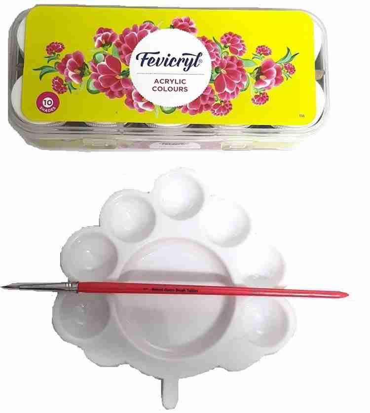Flipkart Fevicryl 10 SHADES ACRYLIC COLORS SET WITH 1 PC OF PAINTING PALETTE ROUND BRUSH COMBO FOR STUDENTS ART SET