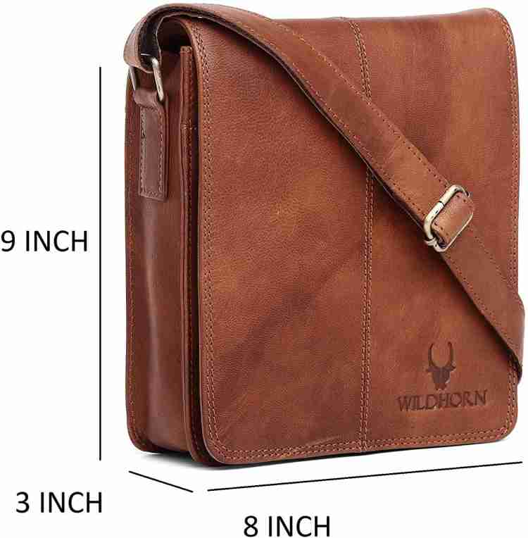 WILDHORN® Original Leather 9 inch Sling Bag for Men I Multipurpose Cro