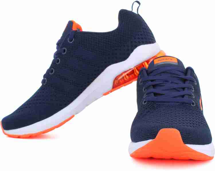 Nike navy blue 2025 and orange shoes