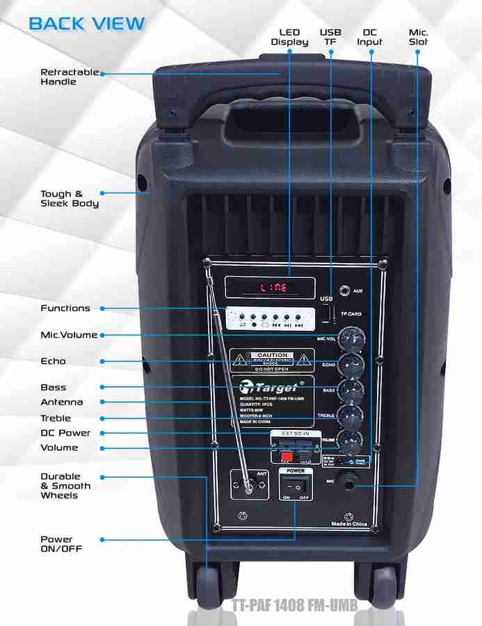 Buy Target TT PAF 1408 MULTIMEDIA PA TROLLEY PORTABLE SPEAKER 8