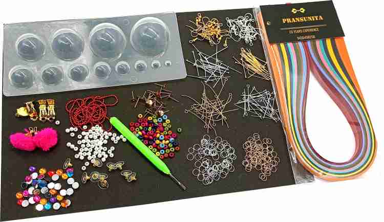 PRANSUNITA Complete Jewelry Making kit for Beginners Includes Quilling Strips Quilling Dome Tool Eye Head Pins Earring Hooks Studs Jump Rings Variety of Beads Multi Stone
