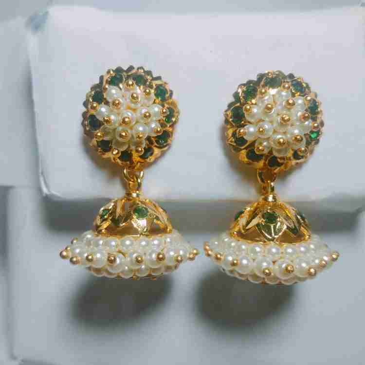 Flipkart Buy kurdekars divuu belli moda jumki set green stone Copper Jhumki Earring Online at Best Prices in India