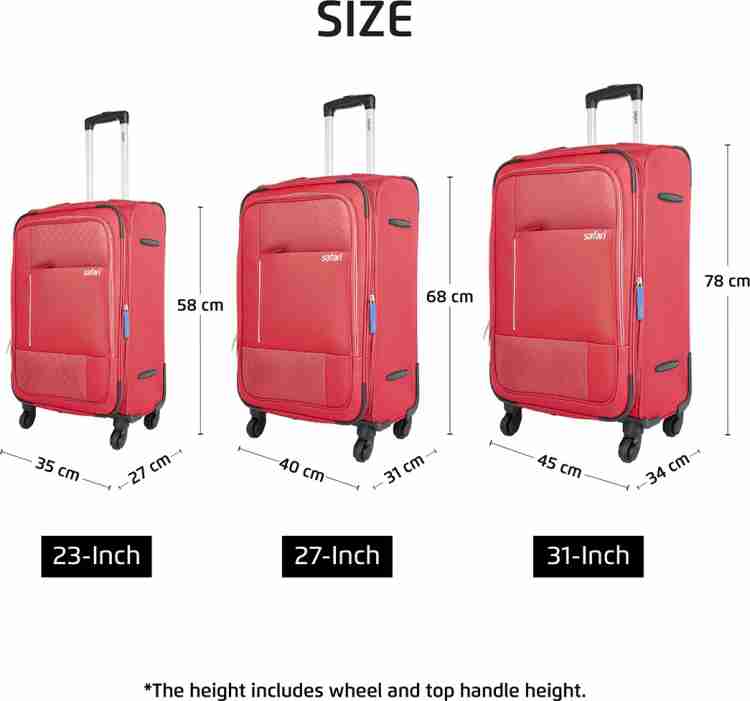 Safari suitcase sales sizes