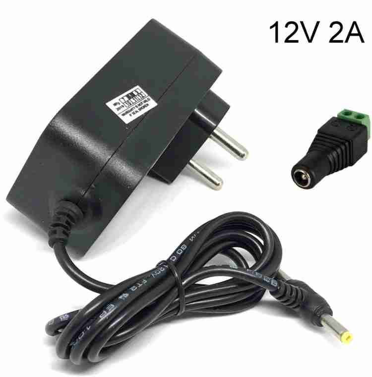 geeta enterprises (Pack of 1) Power Adapter 12V 2 Amp Dual Pin for Charger  with Screw Terminal, SMPS, CCTV Camera, Wi-Fi Router, Modem, TV, Led Lights  Worldwide Adapter (Black), DC Powers Supply (
