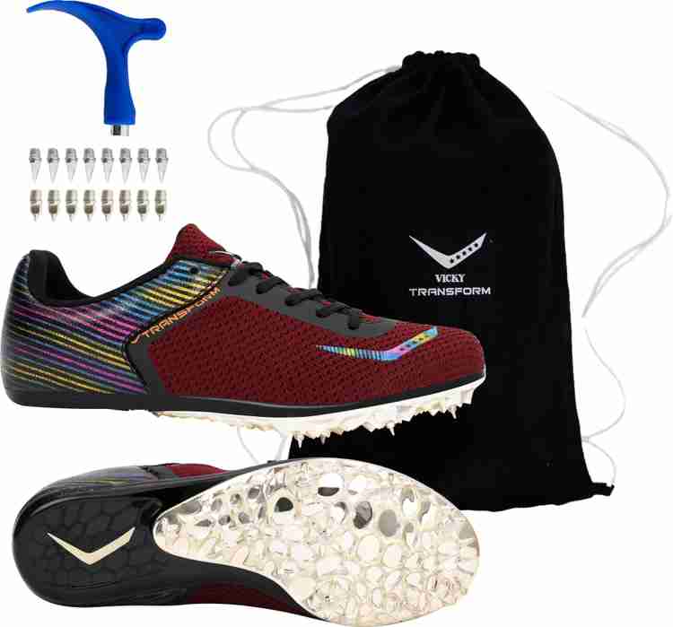 Vicky Transform XLR8 Running Spikes Shoes Maroon Size 10 Cricket Shoes For Men