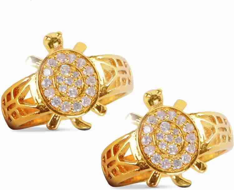 RCH Meru Ring For Men Women Gold Plated Adjustable Tortoise Ring for Men and Women Pack Of 2 Brass Diamond Gold Plated Ring Set Price in India Buy RCH Meru Ring For