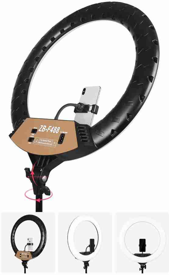 Alchiko Newest ZB-F488 22 Inch Ring Light Brightness With 2.1 Tripod  Adjustable for Smartphone to Capture Photo and Video, Live Streaming, and  Online Classes with 360 Degree Rotating Tripod 6000 lx Camera