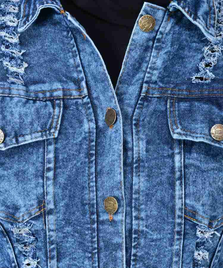 club factory fashion Full Sleeve Washed Women Denim Jacket Buy