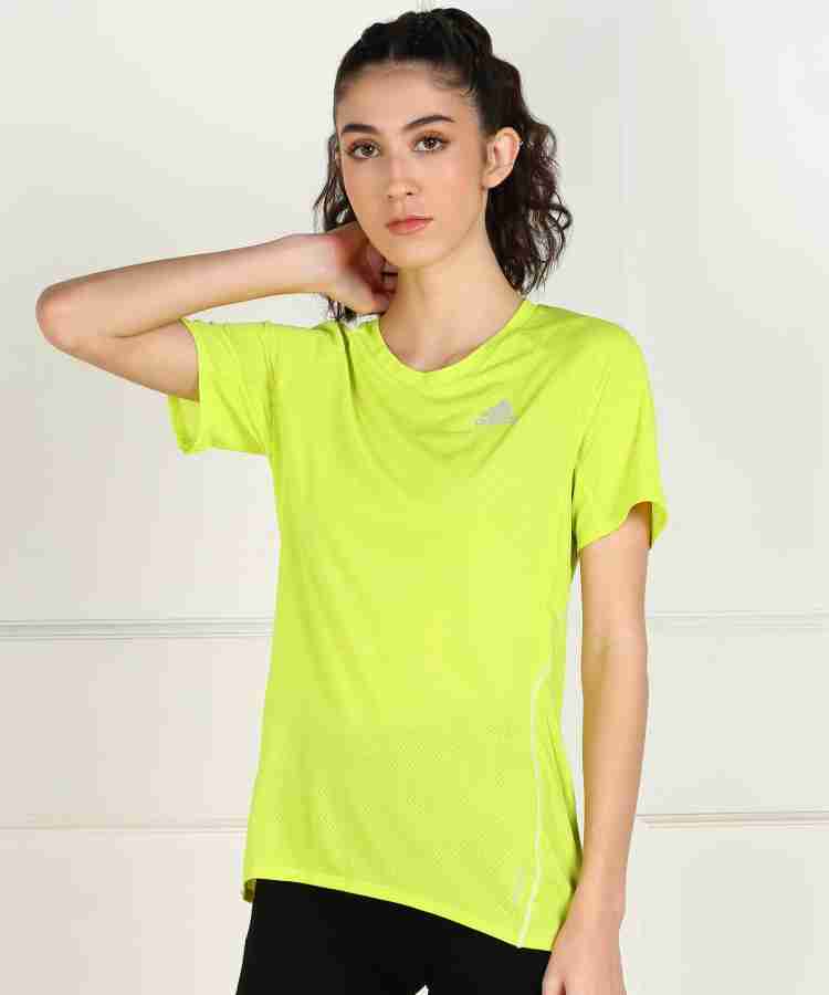 Lime green adidas shirt womens best sale