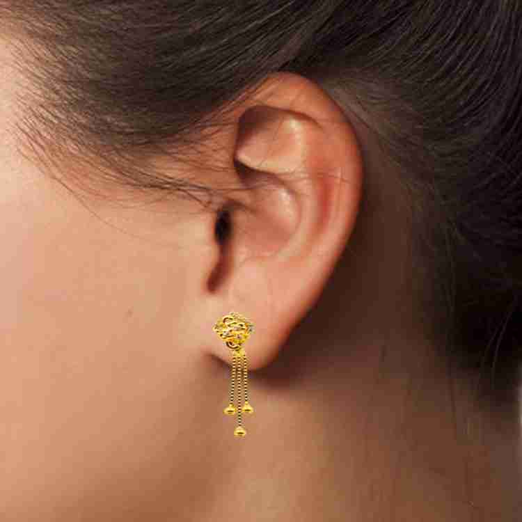 sree kumaran thangamaligai Latest Traditional Stylish Stone Stud Earrings Yellow Gold 22kt Cubic Zirconia Dangle Earring Price in India Buy sree kumaran thangamaligai Latest Traditional Stylish Stone ...