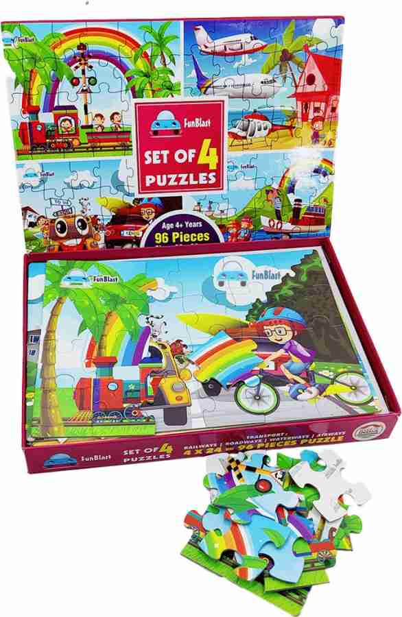 FunBlast Jigsaw Puzzles for Kids - Set of 4 Transport Vehicles Jigsaw Puzzle  for Kids, Floor Jigsaw Puzzles for 3+ Years old Boys,Girls,Children (Size  30X22 cm) - Jigsaw Puzzles for Kids 