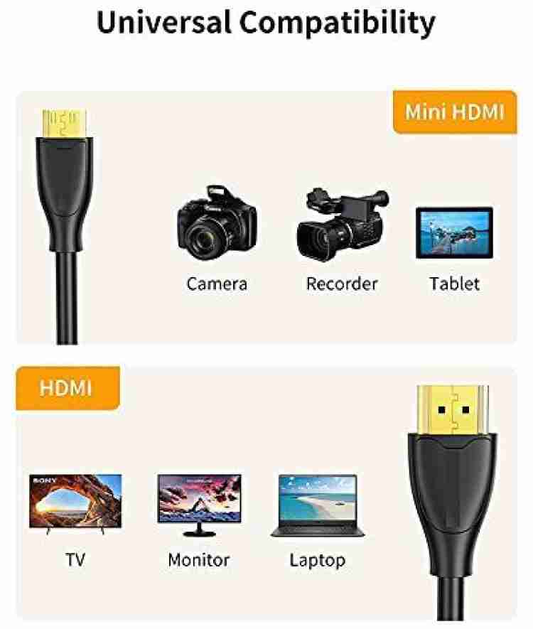 Monoprice HDMI to Mini HDMI Cable - 3 Feet - Black | High Speed, Small  Diameter, 4K@60Hz, 18Gbps, 36AWG, Compatible with DSLR Camera / TV / Laptop  /