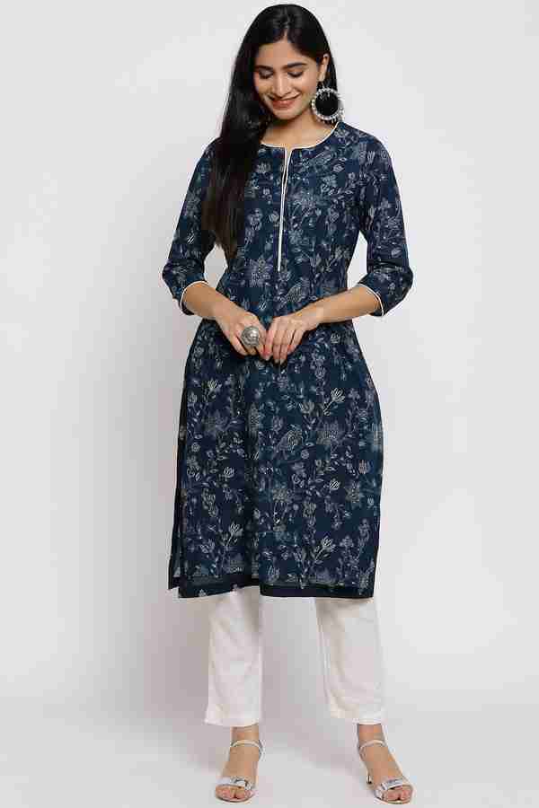 Biba navy blue flared cotton dress online