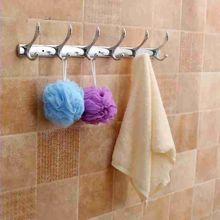 Excellent Excelllent Premium Extra Long 12Pin Metal Bathroom Cloth Hanger Door Wall Robe Hooks Rail for Hanging Keys Clothes Towel Silver 40 cm Set of 11 Hook Rail 12 Price in India