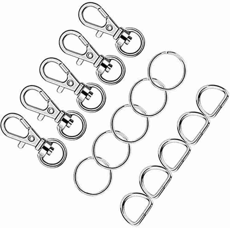 DIY Crafts Key Chain Hooks with Key Rings and D Rings Bulk Card Holder for Make Lanyard Own Specialist ID Customized Office 1 Set D Ring Swivel Clasp Split Ring Key Chain