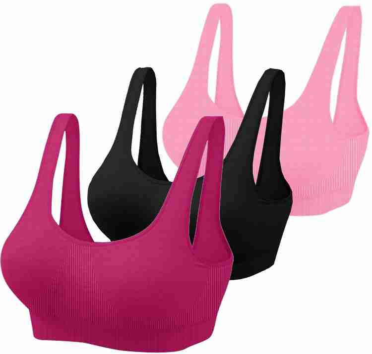 Mysha Air Sports Bra Free Size Fits Best 28 34 Pack of 3 Women Sports Non Padded Bra
