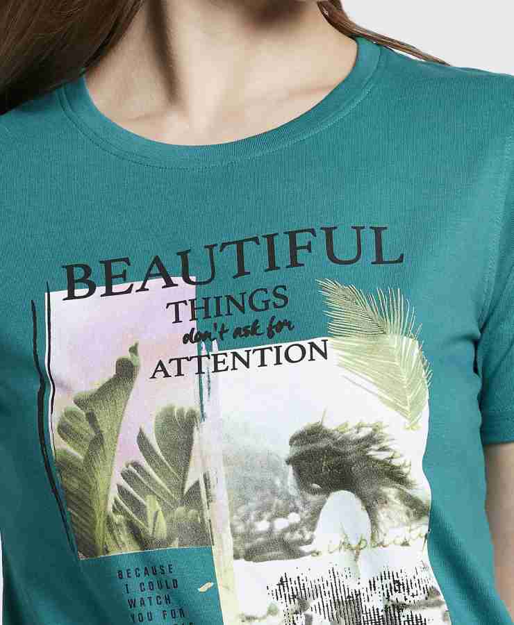 Buy Goldstroms Printed Women Round Neck Green T-Shirt Online at  desertcartParaguay