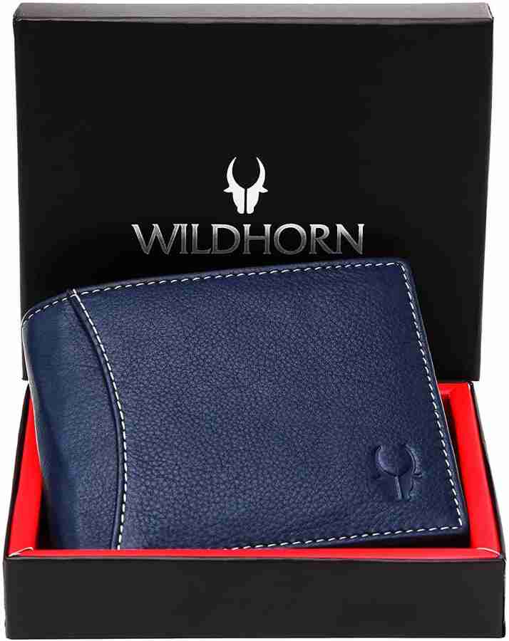 WILDHORN Men Casual Blue Genuine Leather Wallet