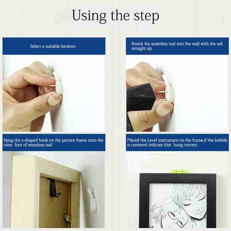 HFX 25pcs Hard Plastic 3 Pin Seamless Nail Photo Frame Wall