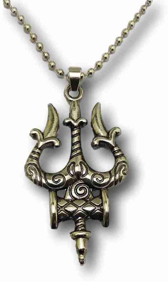 JDDCART Lord Shiva Trishul Damru Pendant Silver Metal Locket Price