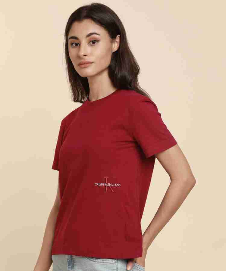 Calvin klein red t shirt womens best sale