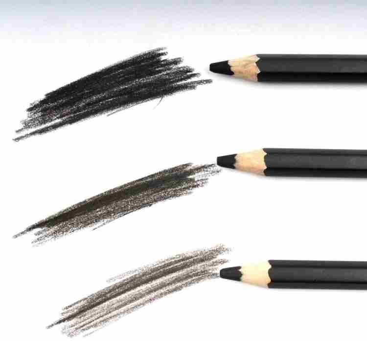 CHROME Charcoal Pencils 3 Grades of Charcoal Including  Sharpener Soft, Medium and Hard Pencil - Drawing Pencil