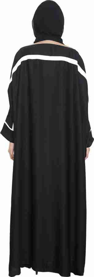 AL AZWAZ Women s Dubai Style Black Colour Abaya with Dupatta Nida
