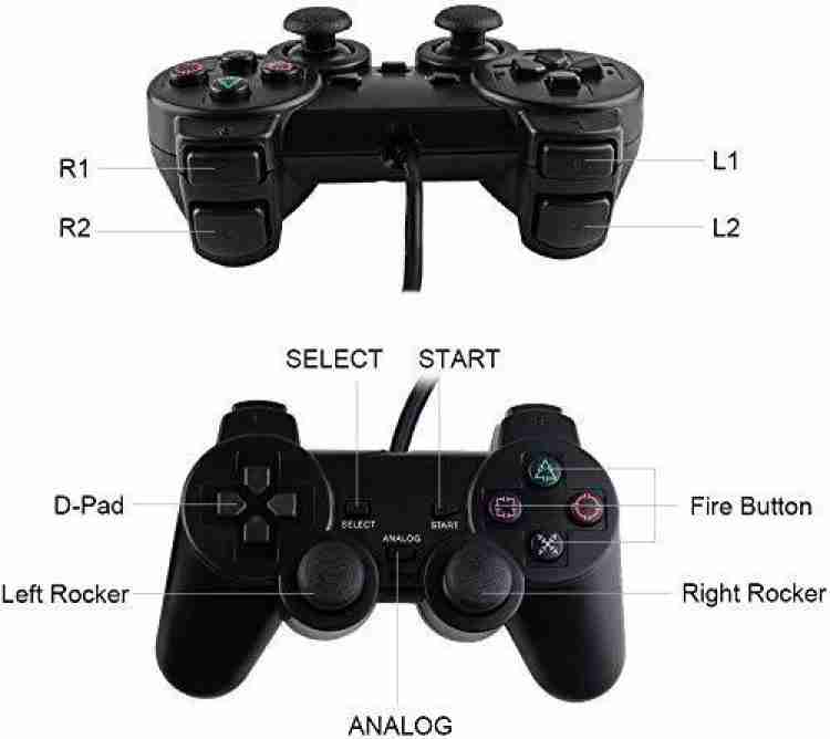 Tech Aura Ps-2 Wired Dualshock Remote Controller For Playstation-2 Generic  (Black) USB Gamepad