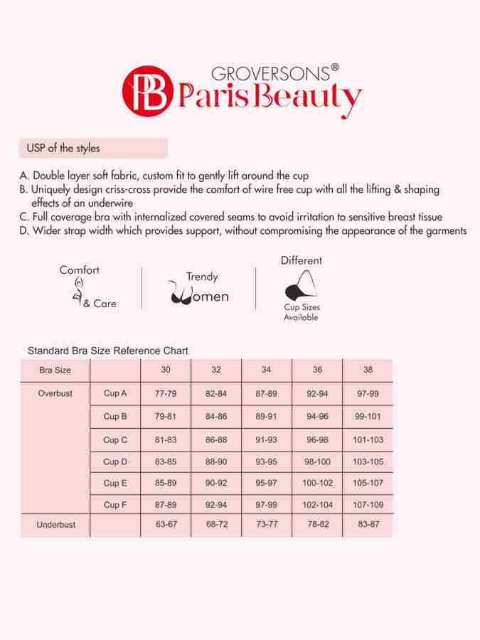 Groversons Paris Beauty by Groversons Peris Beauty TRINITY Women Full  Coverage Non Padded Bra - Buy Groversons Paris Beauty by Groversons Peris  Beauty TRINITY Women Full Coverage Non Padded Bra Online at