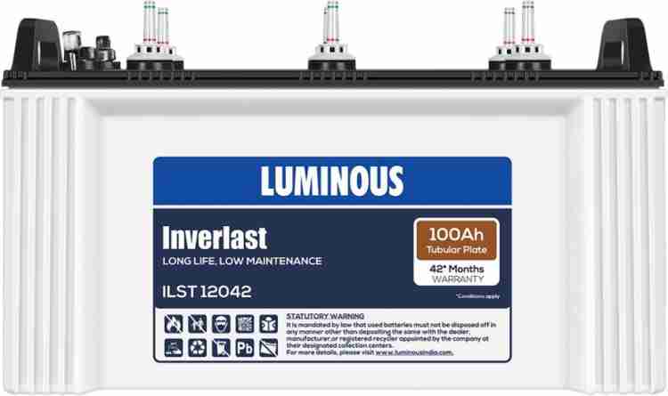 LUMINOUS Inverlast ILST12042 100Ah Short Tubular Battery Tubular Inverter  Battery Price in India - Buy LUMINOUS Inverlast ILST12042 100Ah Short  Tubular Battery Tubular Inverter Battery online at
