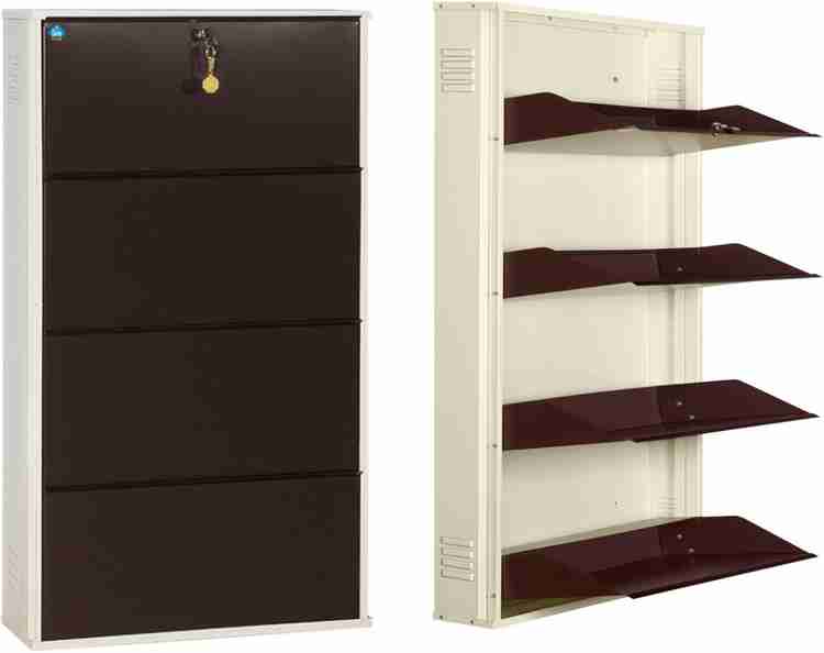 Delite Kom 29 Inches wide Latitude Four Door Powder Coated Wall Mounted Metallic Ivory Coffee Metal Shoe Rack Price in India Buy Delite Kom 29 Inches wide Latitude Four Door Powder