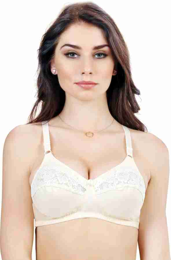 Groversons Paris Beauty by Fancy Non padded non wired full coverage plus  size bra with fancy lace (Skin) Women Full Coverage Non Padded Bra - Buy  Groversons Paris Beauty by Fancy Non padded non wired full coverage plus  size bra with fancy lace