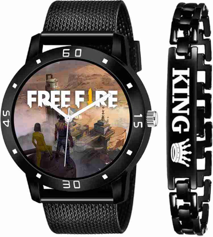 3 ACE ENTERPRISE Stylish New design free fire children sport full black watch combo set with king bracelet for boys and girls Free fire series Analog Watch For Men Buy