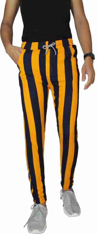 Black trousers yellow shops stripe